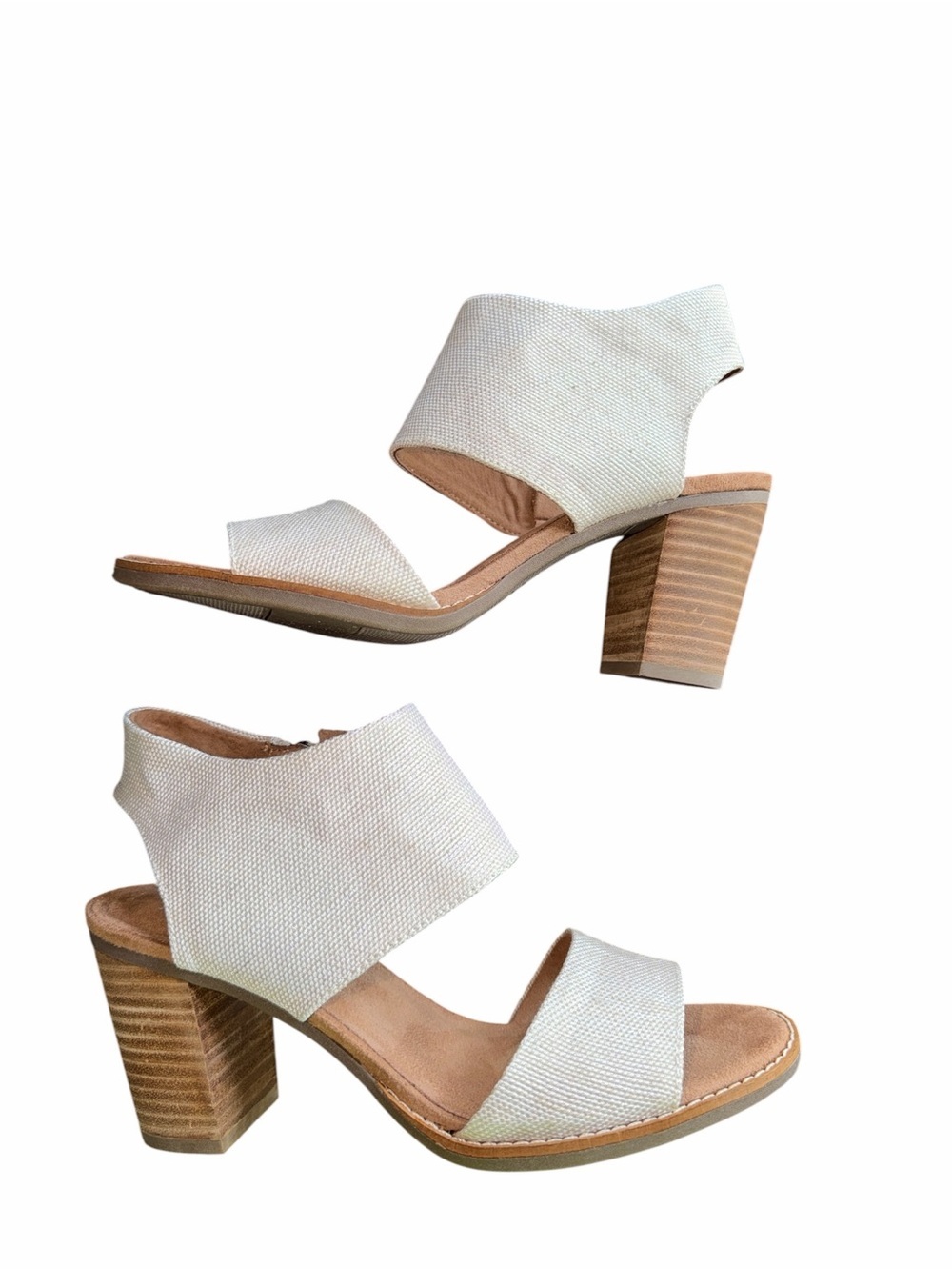 TOMS Majorca Sandal Cream Linen Block Heel Sandals size 8.5 NWT - Picture 8 of 12
